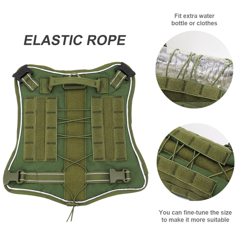 Military tactical vest for small, medium and large dogs