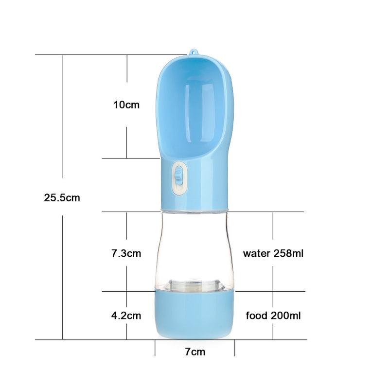 Water bottle and food holder for pet dogs