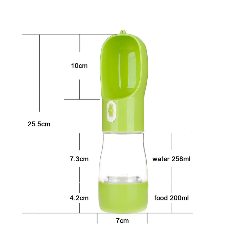 Water bottle and food holder for pet dogs
