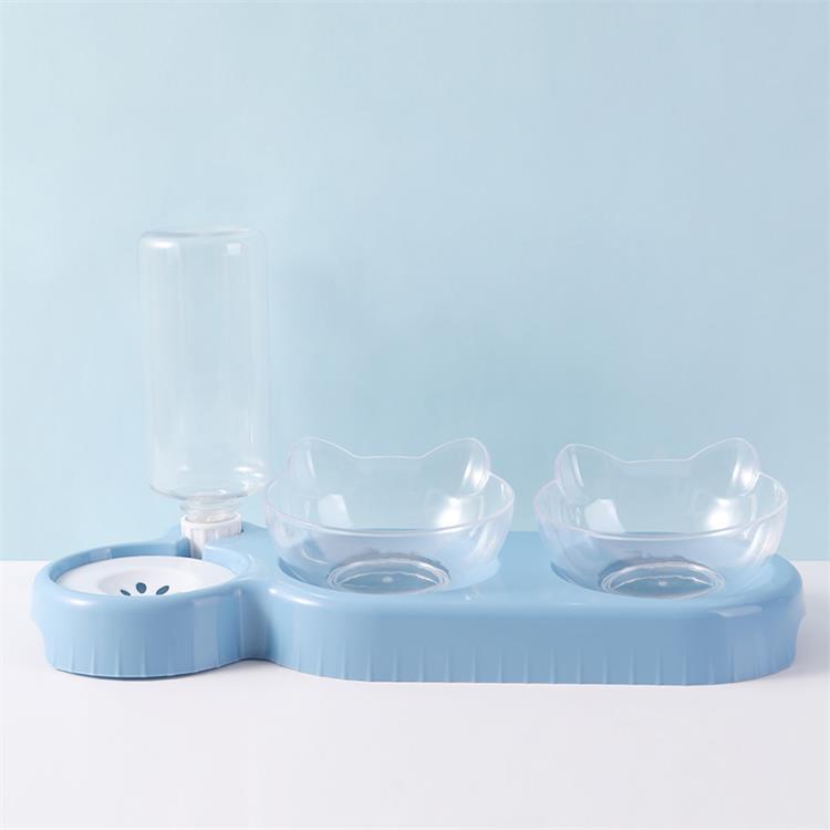 Cat Feeder Bowl With Automatic Water Dispenser In Various Colors