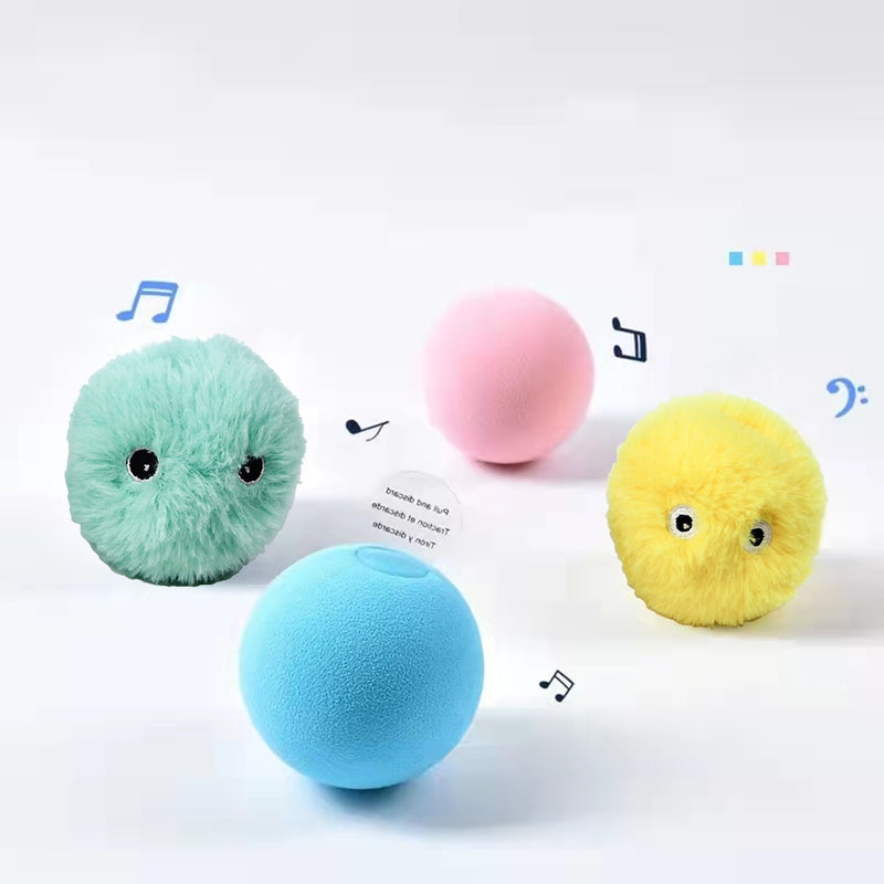 Plush ball style smart cat toy with touch sound